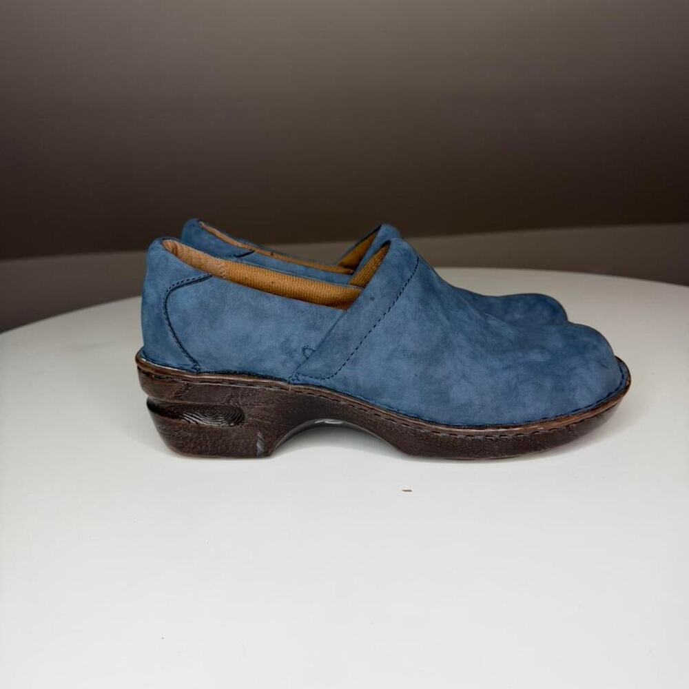 BOC Born Blue Nubuck Leather Comfort Clogs Mules Sz 11 Boho Cottagecore